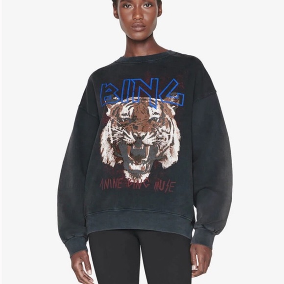 Anine Bing Black Tiger Graphic Sweatshirt - Picture 2 of 9